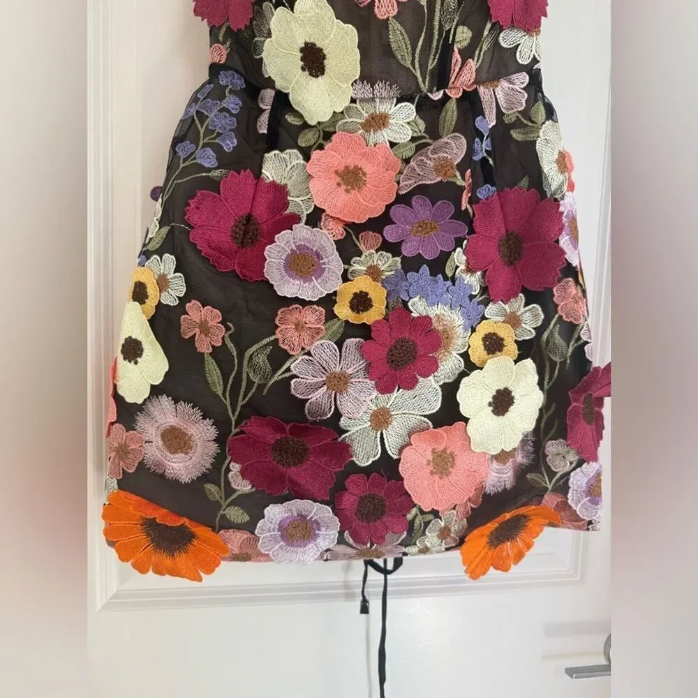 NWOT BRONX AND BANCO Bouquet Maraya Mini Dress in Black Multi, szie L - Picture 5 of 16